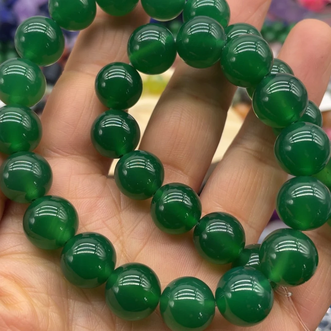 玛瑙/玉髓珠宝半成品未镶嵌绿玛瑙12m一条