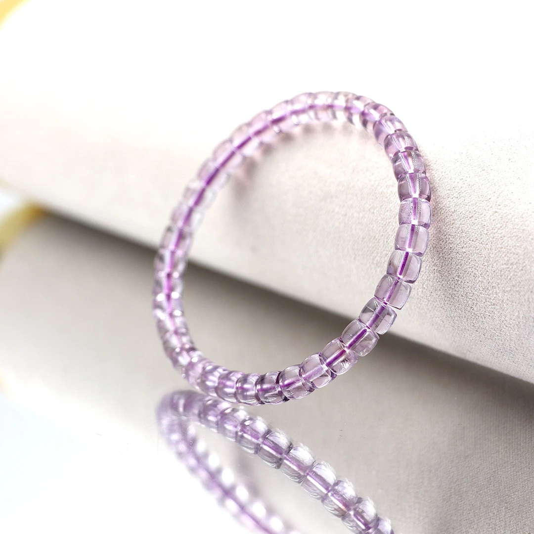 天然巴西半玻璃体镯型直切紫水晶手串Y7165-尺寸约6mm-多样性发一