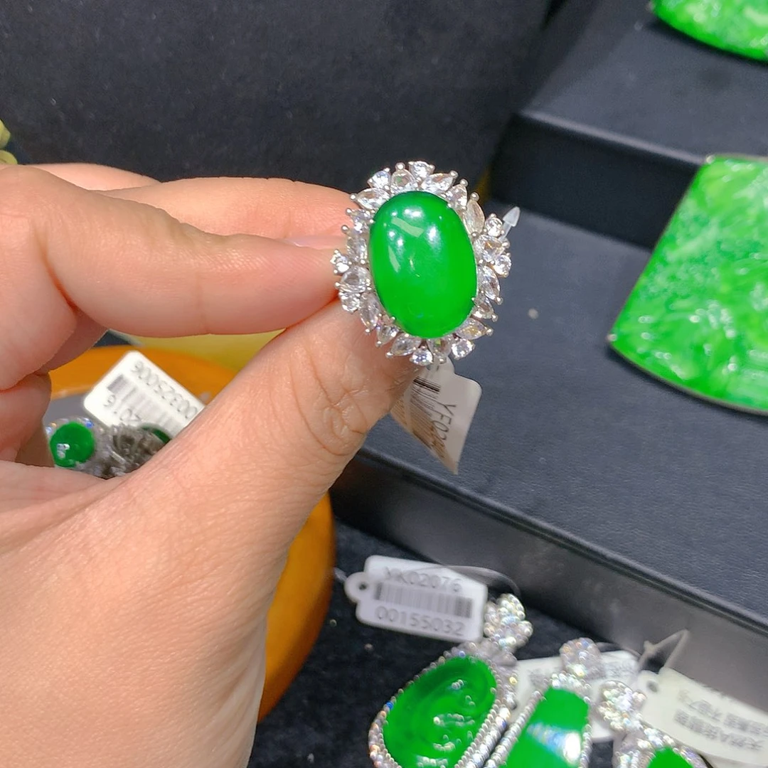 颈饰银S925镶嵌翡翠0002