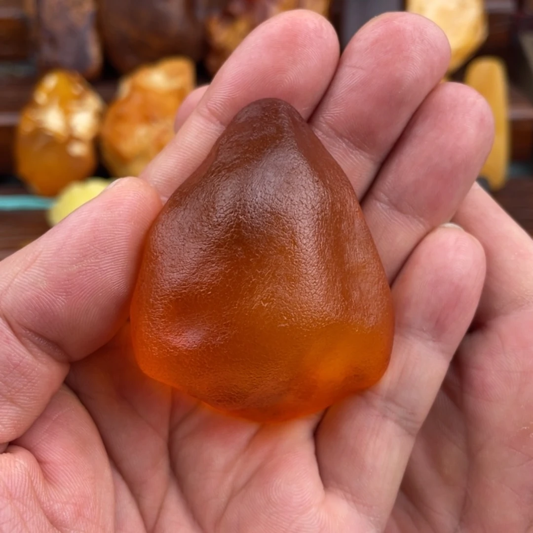 定制琥珀未镶嵌蜜蜡原石手把件