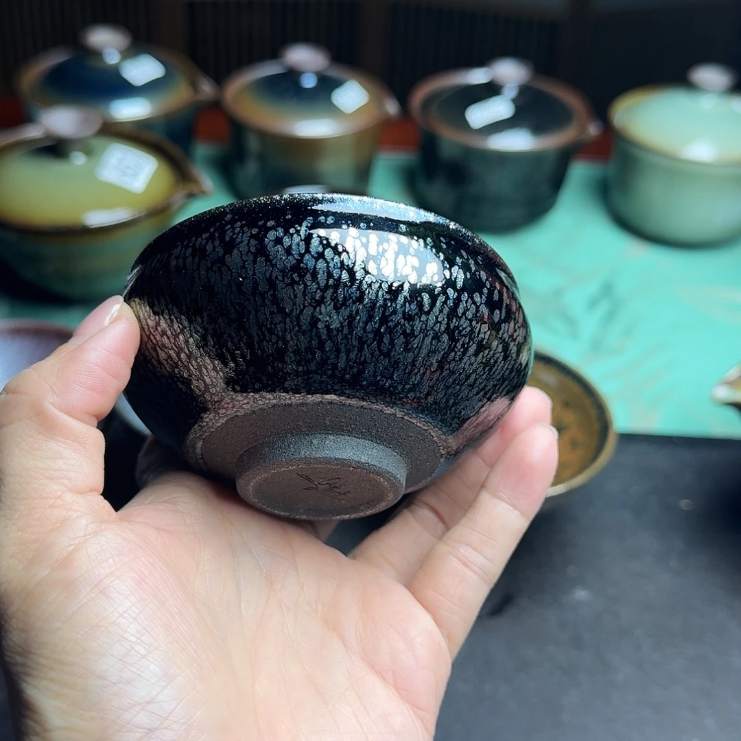 茶盏「黑底油滴」手工·原矿·铁胎「电烧」