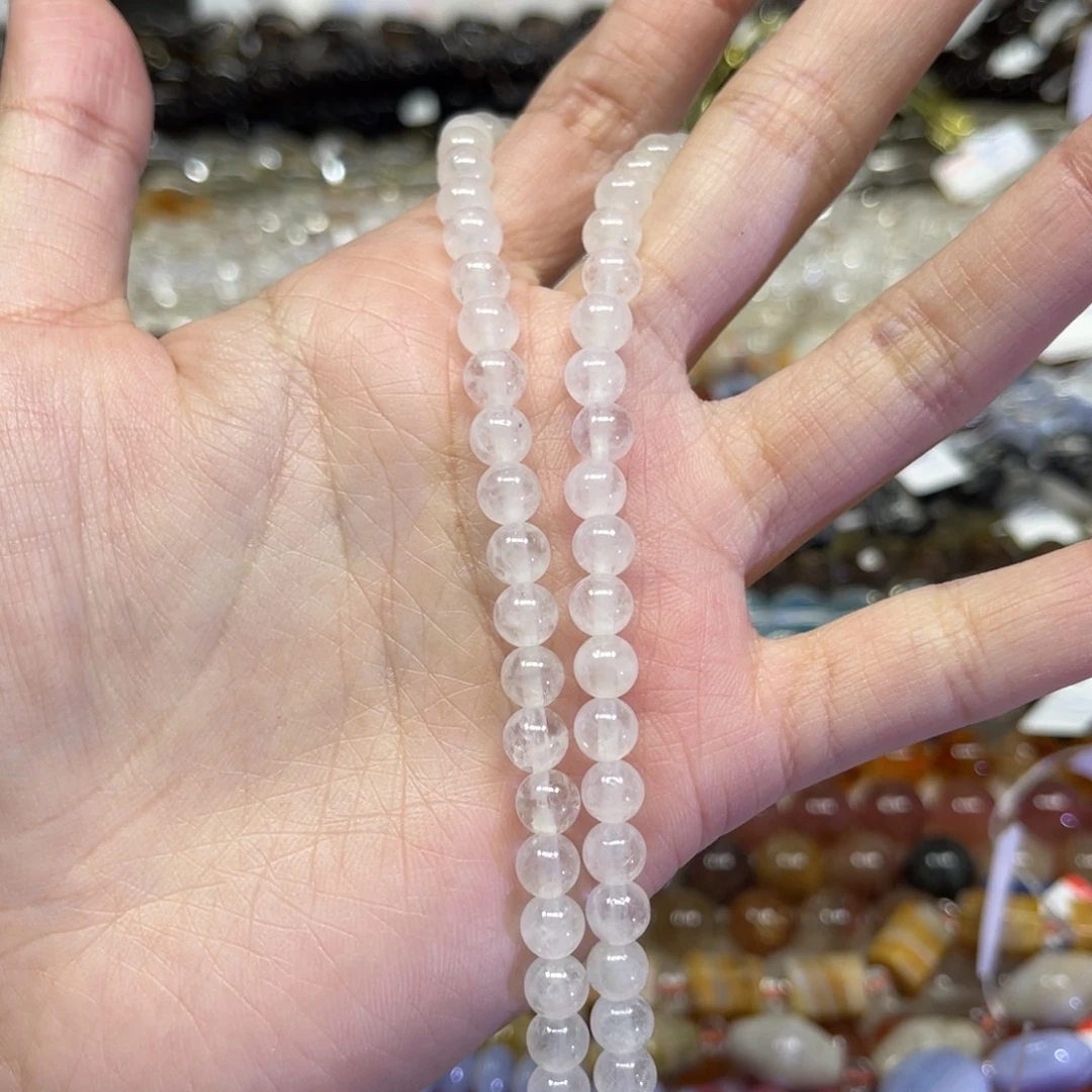 玛瑙/玉髓散珠天然白水晶卡6长条38厘米