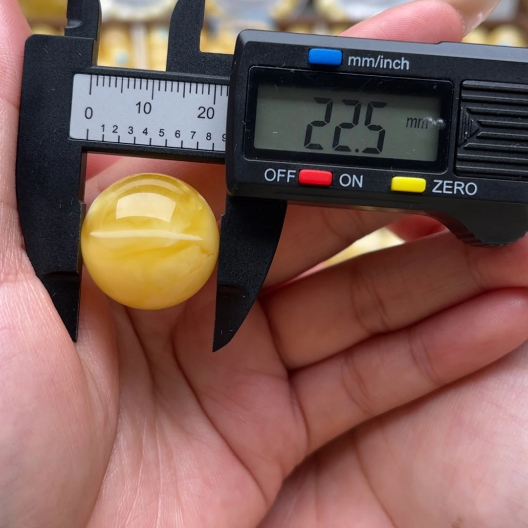 琥珀未镶嵌裸石蜜蜡圆珠笑