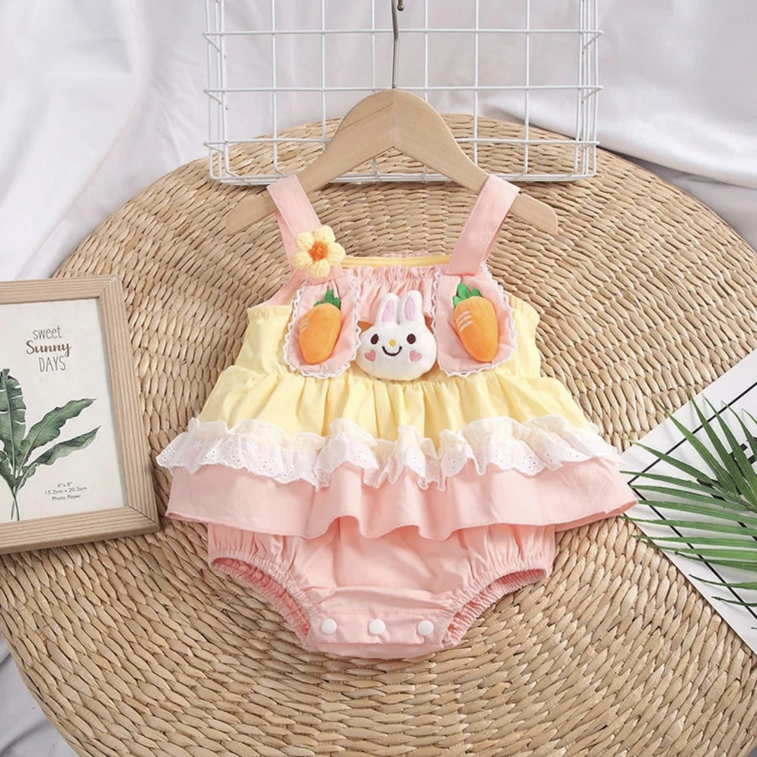 兔子萝卜洛丽塔夏季短爬女宝宝连体衣爬爬服外出服可爱洋气