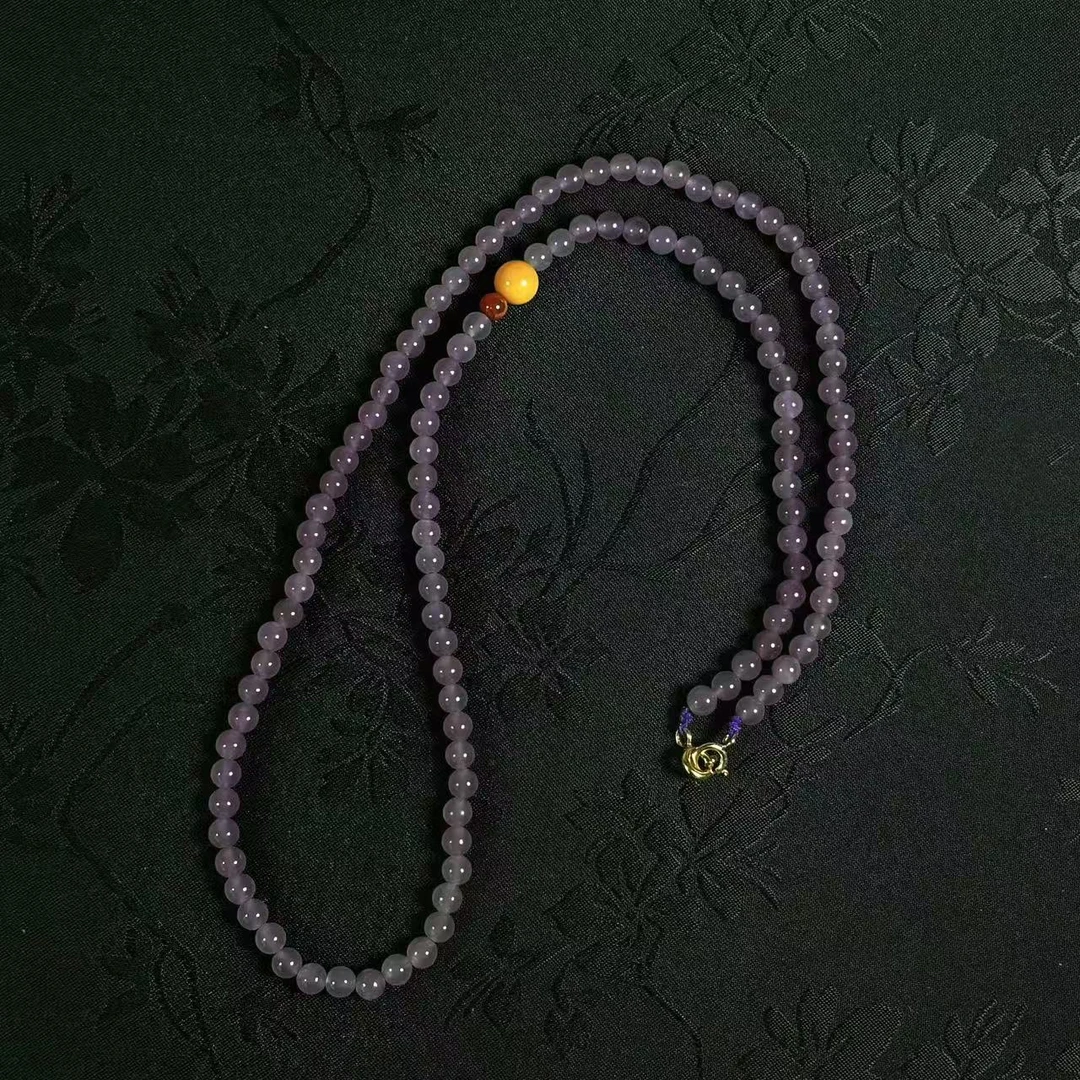 【半两温柔】天然和田玉烟紫项链百搭新中式国风 多样性发其一