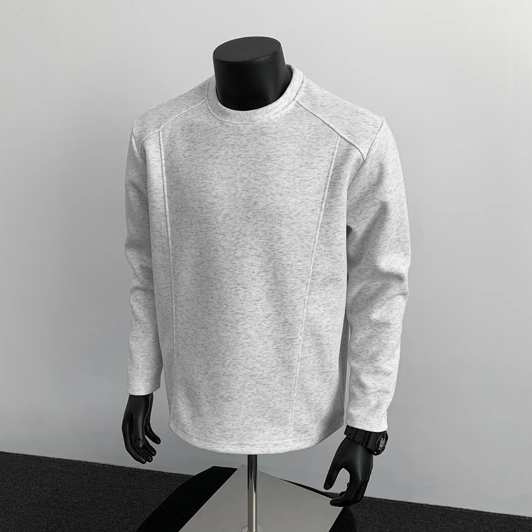 半拉链垫肩卫衣男款秋季美式高街柳钉长袖T恤痞帅重磅上衣