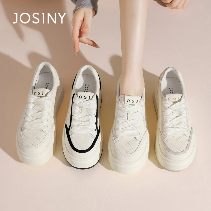 卓诗尼松糕厚底小白鞋女秋季新款百搭小众增高板鞋显脚小休闲鞋女