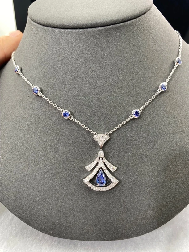 实验室培育钻石18k白金裙子项链