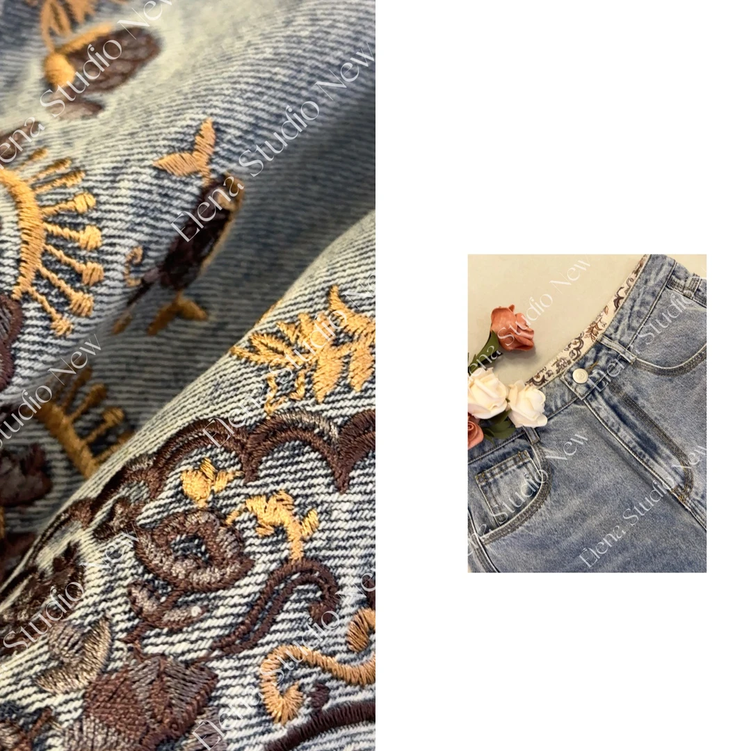 大甜甜【精致牛仔】设计感精致小众刺绣牛仔裤气质宽松显瘦裤子