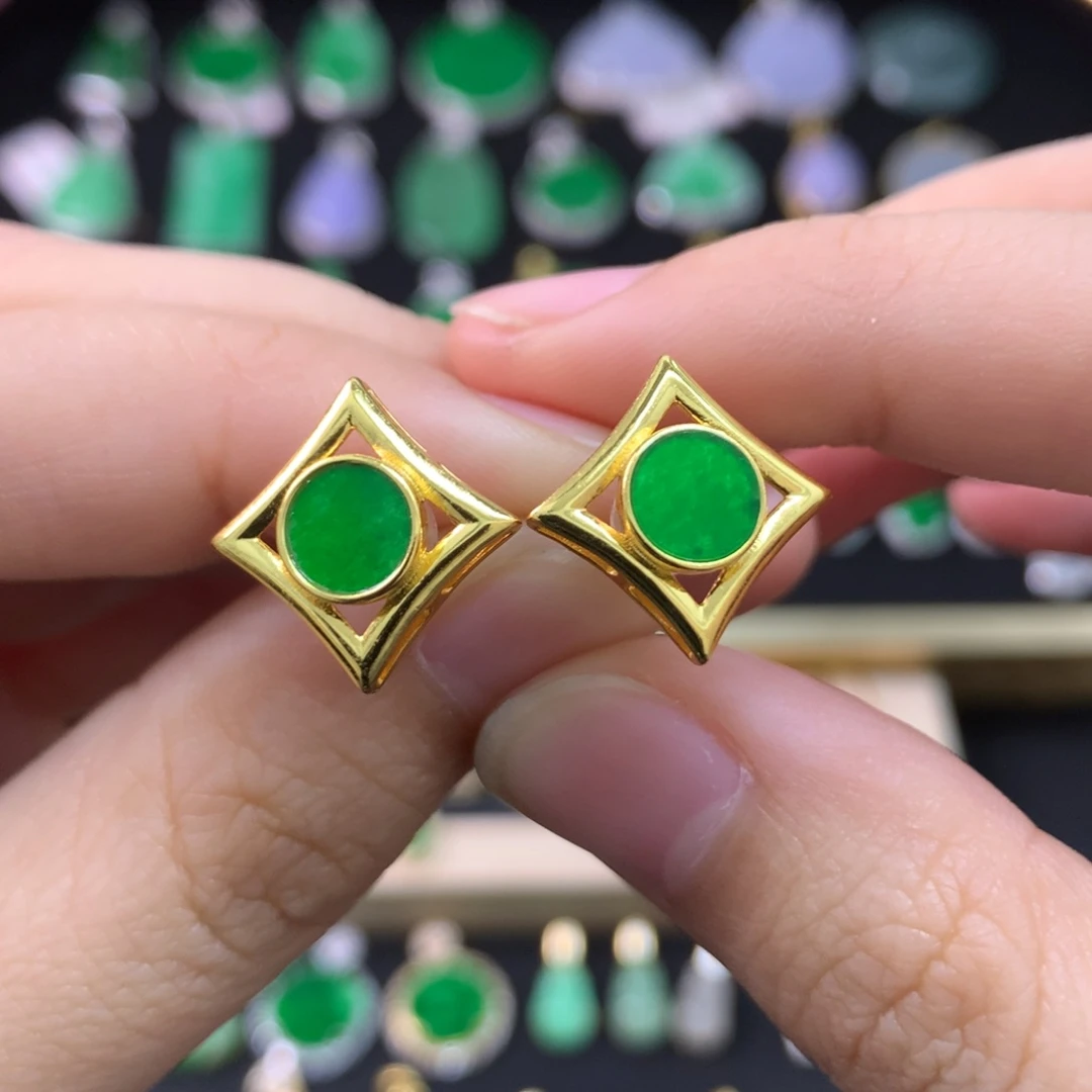 翡翠未镶嵌耳饰耳钉