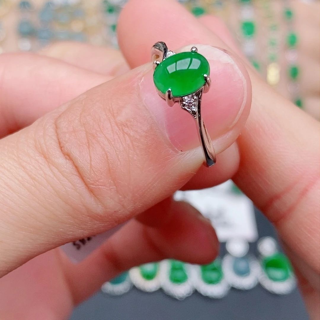 银S925镶嵌戒指翡翠