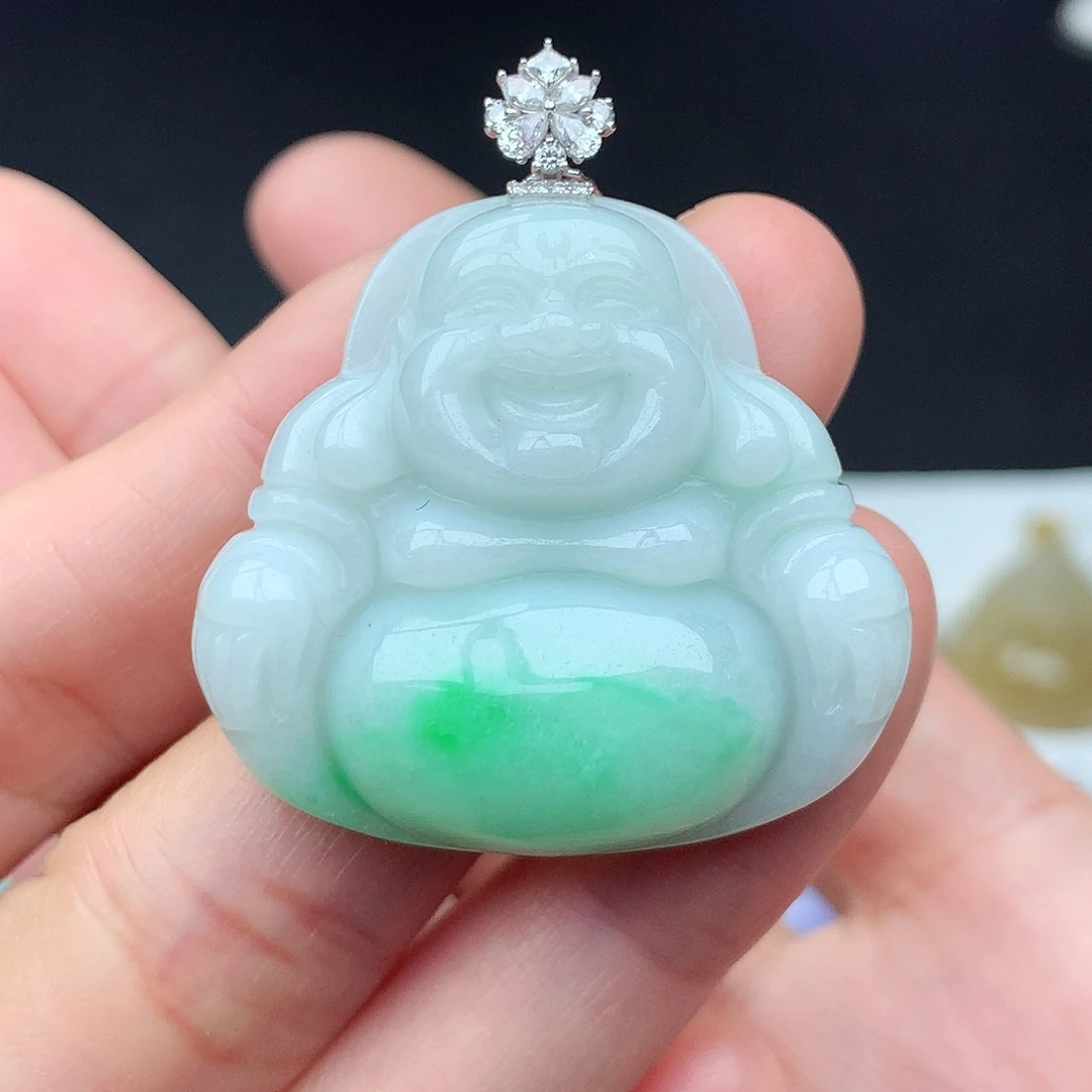 翡翠18K金镶嵌吊坠(不含链)