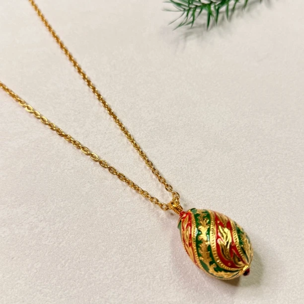 铜合金项链 【六六中古】孤品复古彩蛋项链te6772链长93有盒
