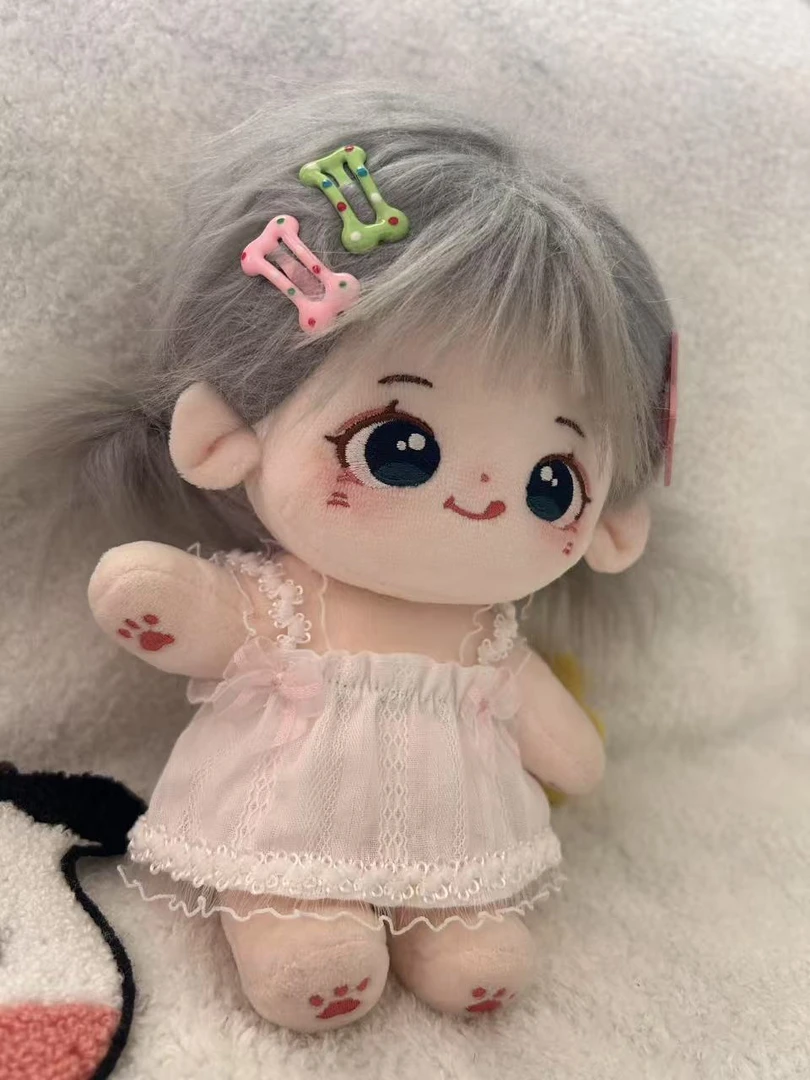 现货棉花娃娃20cm娃衣夏季薄款贵族公主裙白色吊带连衣裙蓬蓬裙