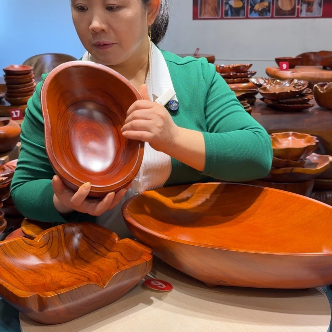 金***牛木手工果盘 香樟实木