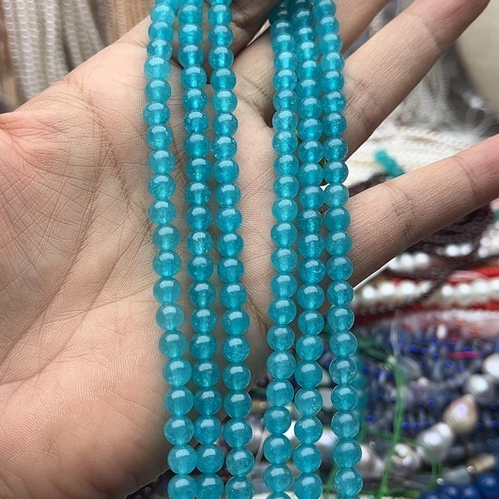 玛瑙/玉髓未镶嵌珠宝半成品一条6mm左右天河石