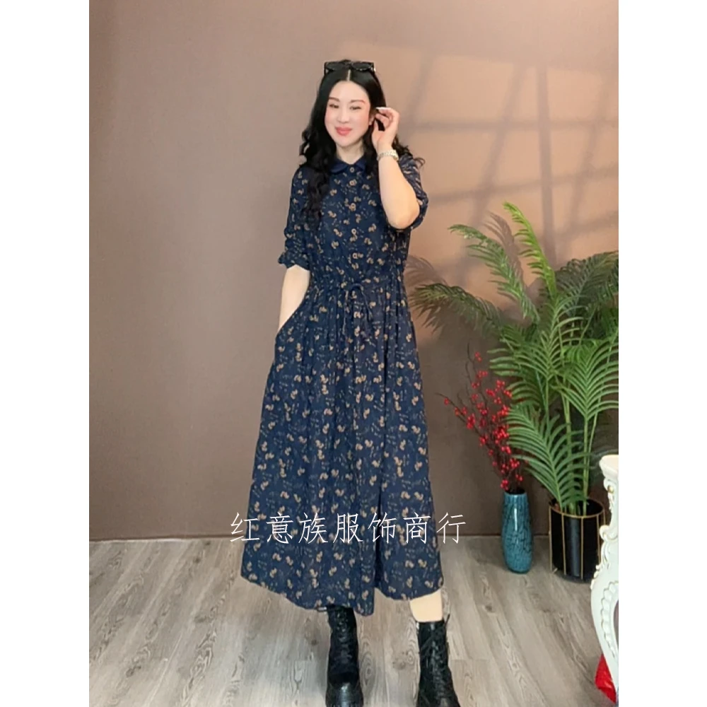 春季新款碎花长裙宽松气质休闲遮肉拼接收腰显瘦女装【连衣裙512】
