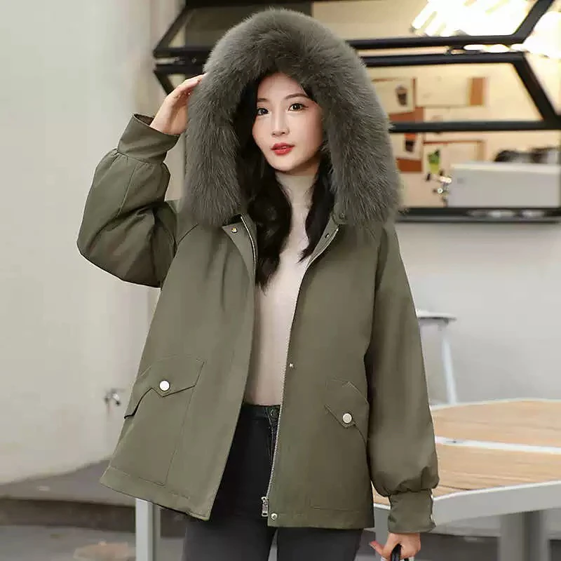 2025年冬季新款皮草狐狸毛派克服女外套皮毛一体可拆卸小个子轻奢