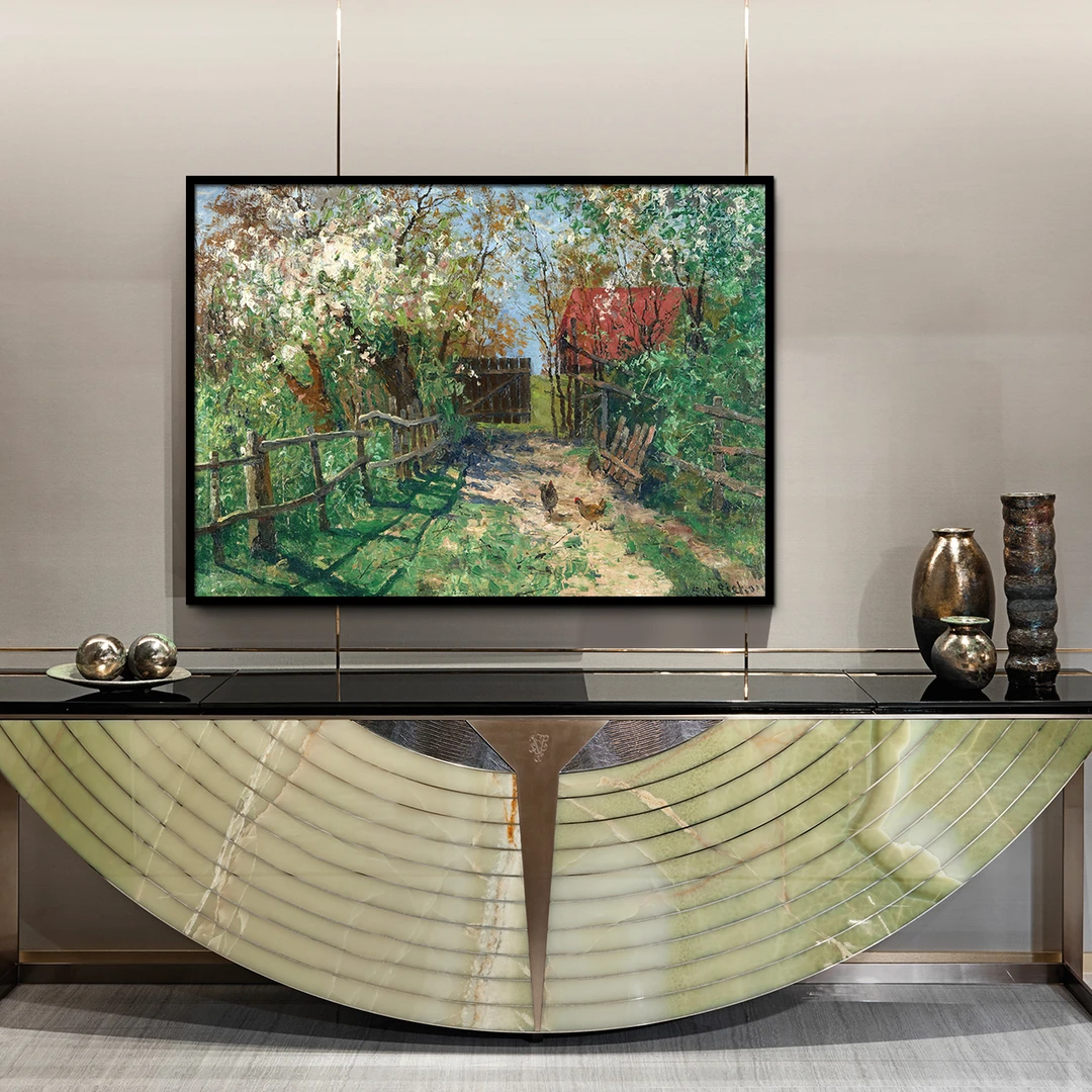 故乡 客厅餐厅玄关装饰画实木挂画风景艺术画