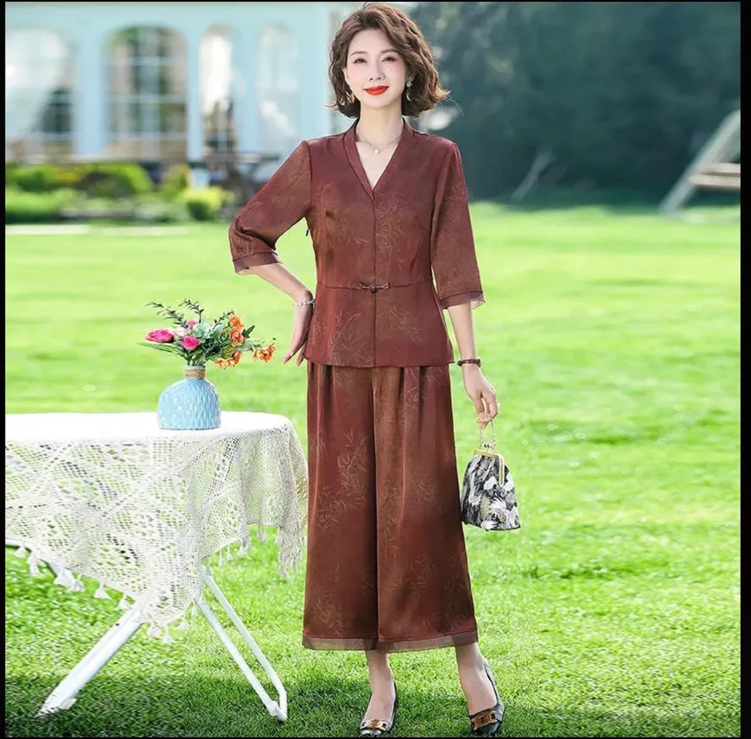 9464-妈妈装40-50岁洋气时髦新款套装中老年人女洋气高贵A仓