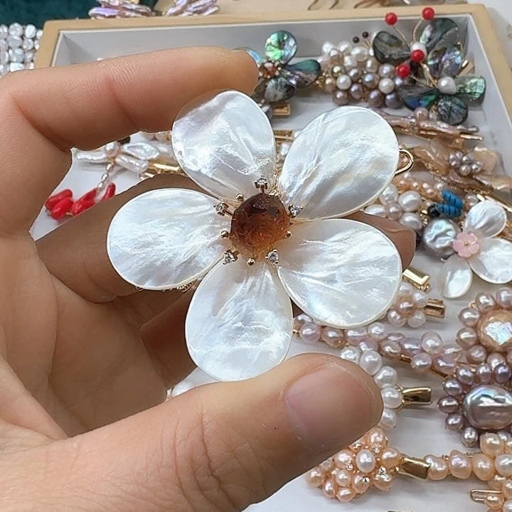 淡水珍珠发饰银S925镶嵌张*张