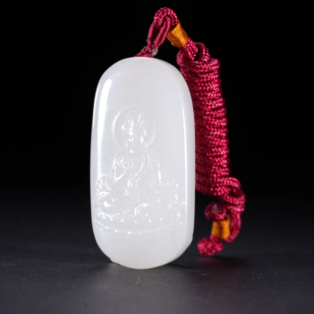 HTY12-22臻选.和田白玉观音佩【玉石拍卖】