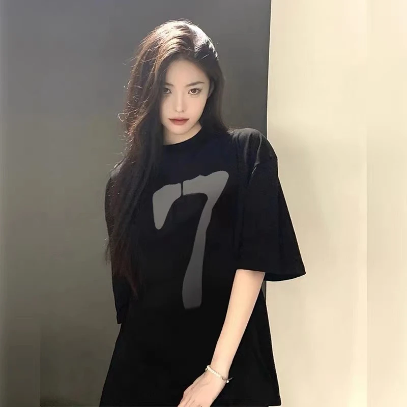 100%纯棉美式高街潮2025上衣情侣男女懒惰风小众夏季宽松短袖T恤