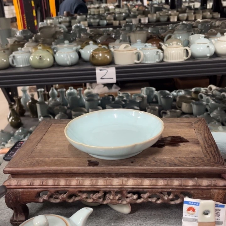 摆件天青釉葵花洗