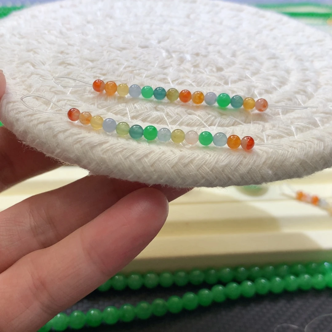 定制翡翠未镶嵌七色彩虹一组，14颗