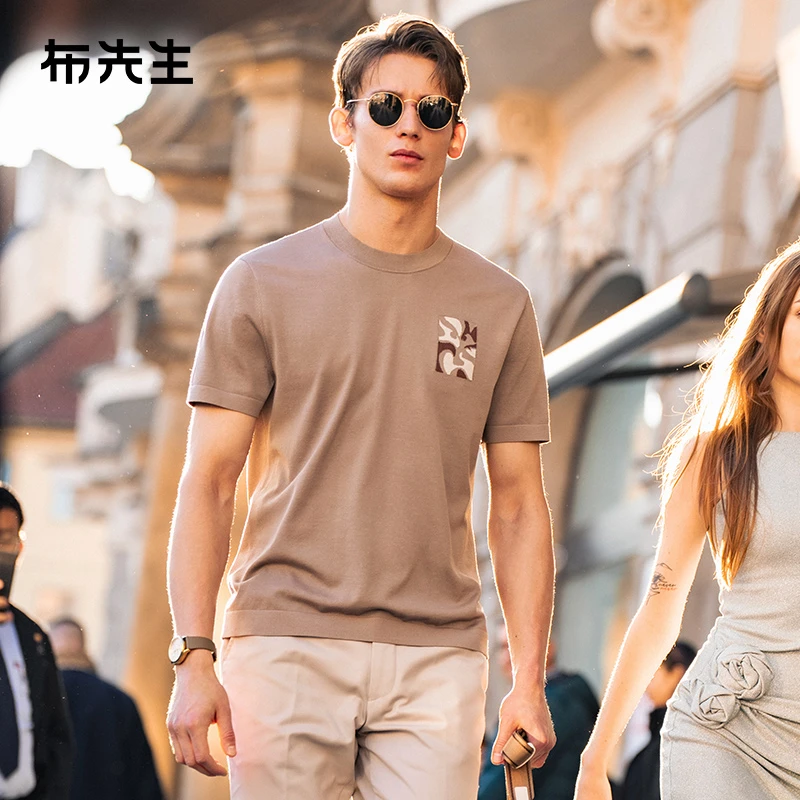 Mr.Bu布先生艺术图案设计圆领舒适简约2025初秋男士T恤衫ET16170