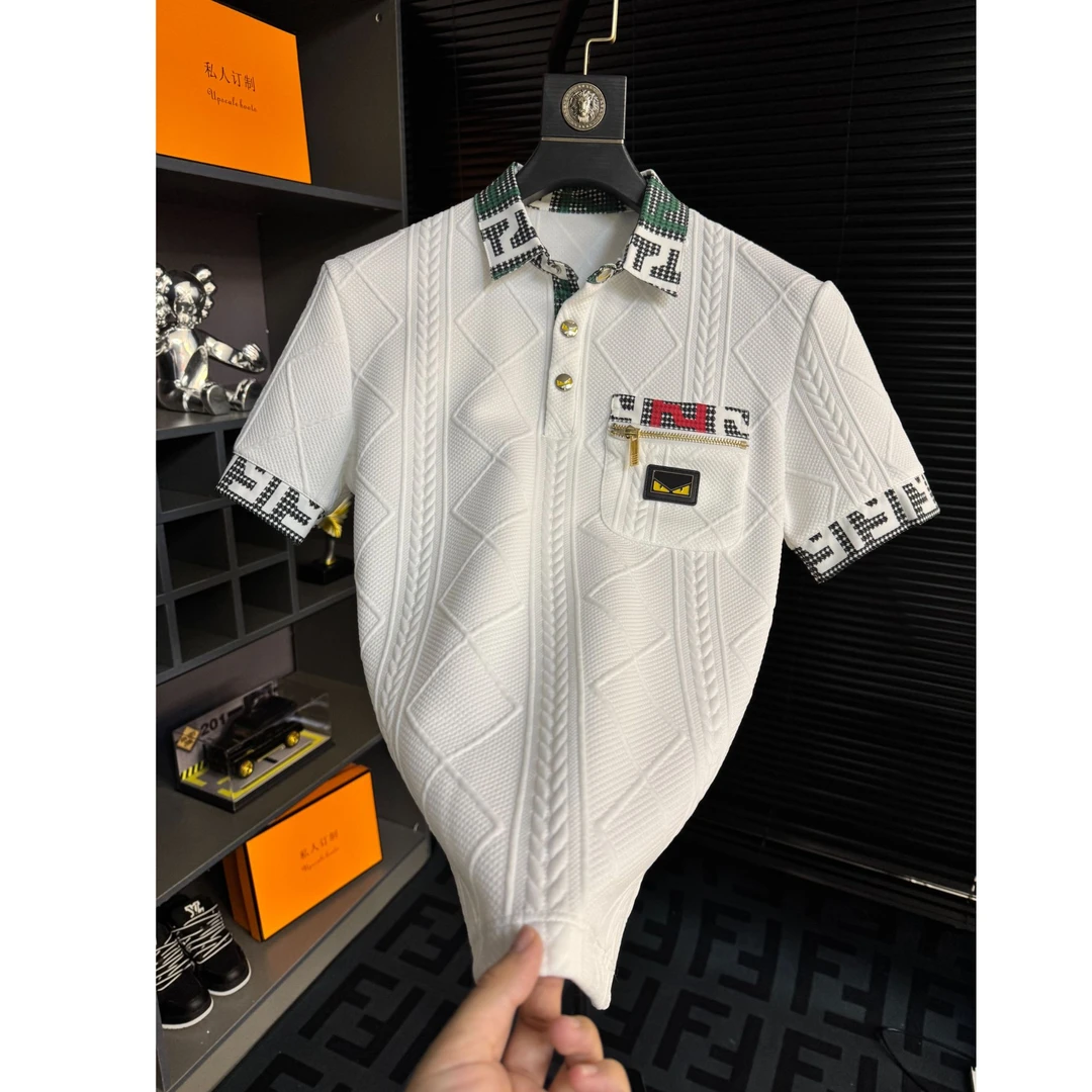 Gxy设计师短袖潮流提花夏季男款常规Polo衫翻领基础大众35101