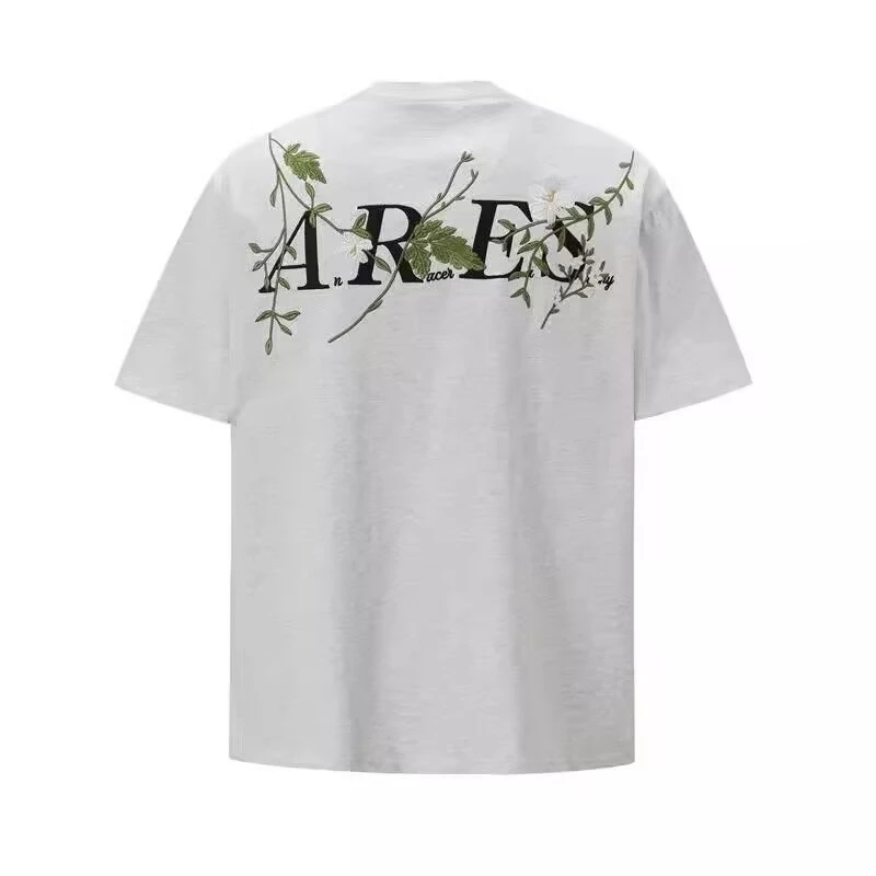 夏季印花短袖T恤男款圆领纯棉潮流设计感花卉图案日常青春风格