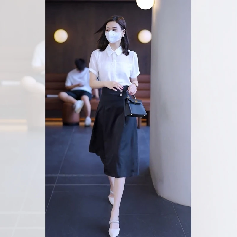 2025夏季新款女装时尚穿搭衬衫套装半身裙洋气通勤韩版洋气轻熟风