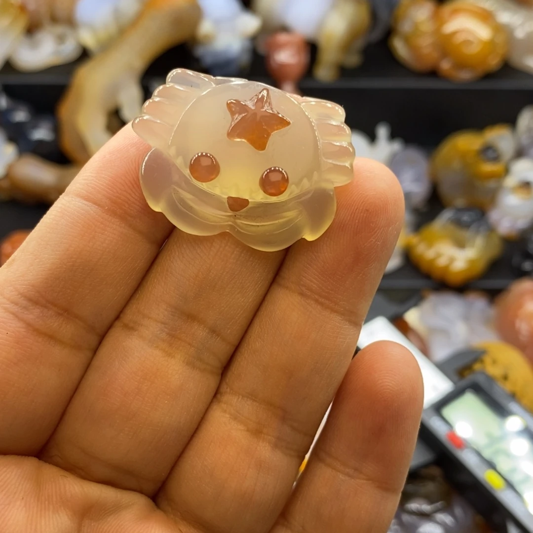 玛瑙/玉髓未镶嵌摆件手把件小螃蟹