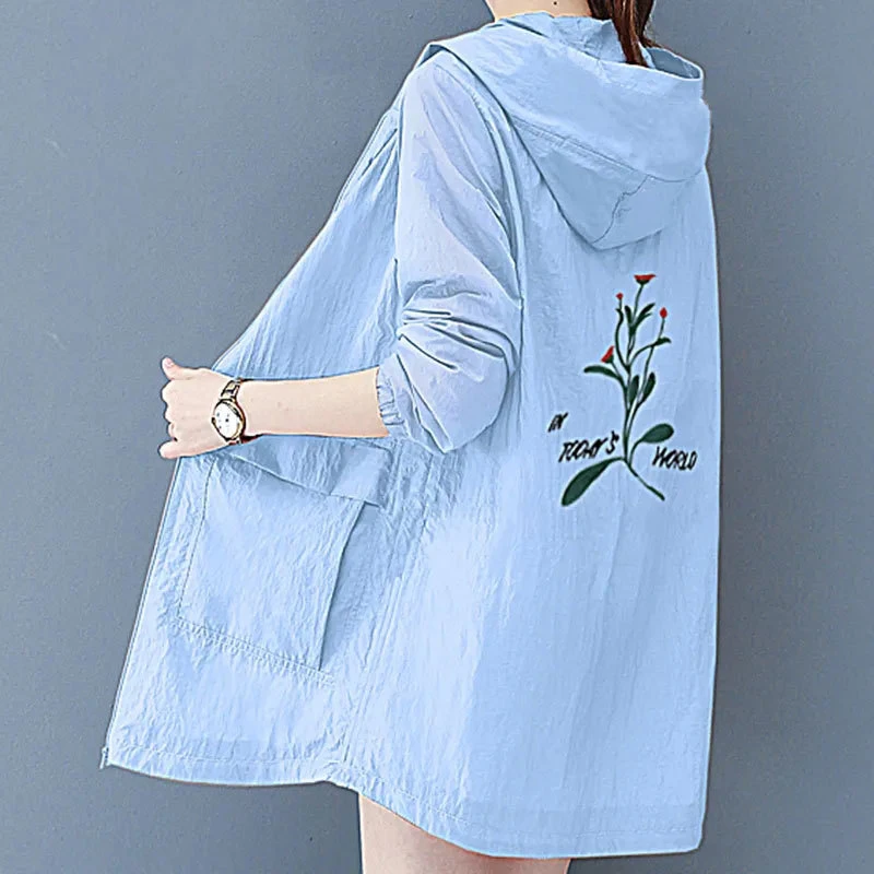防晒衣女夏季薄款2025新款防紫外线透气开衫大码外套中长款防晒服