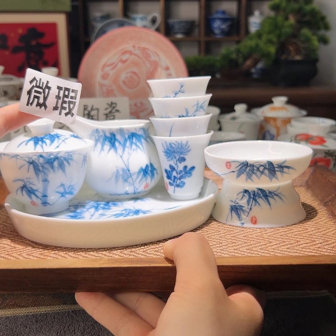 【闪购商品】W****财微瑕 手绘 盖碗