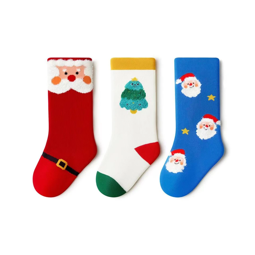 【预售】宝宝袜子秋冬新款儿童中长筒袜子卡通可爱男女婴儿圣诞袜子