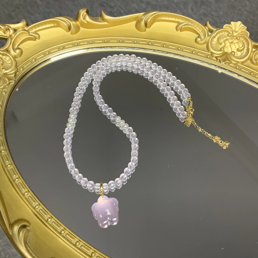 粉水晶 星星项链s925尾链 多样性发货一件B359