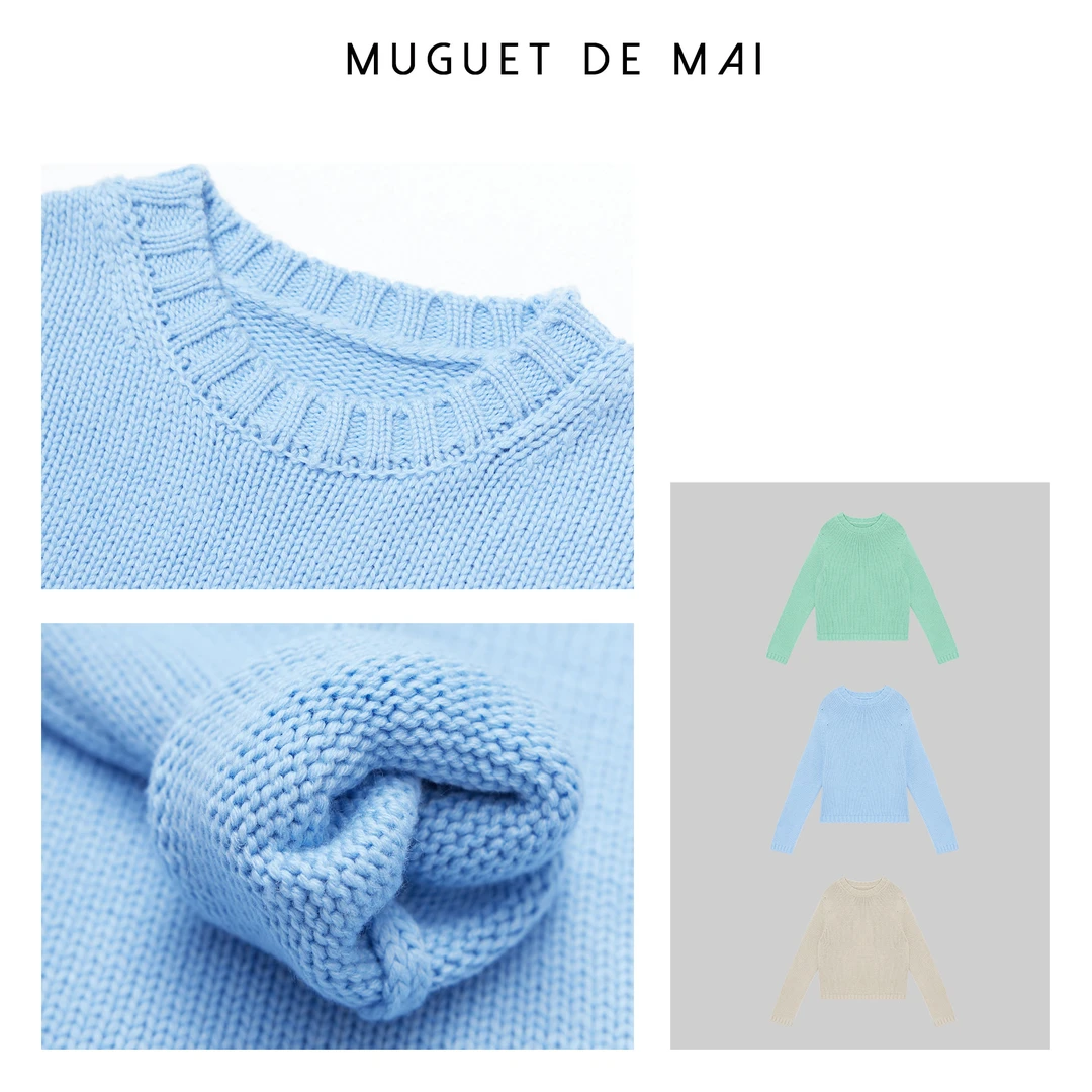 【MGDM】保暖羊毛圆领百搭毛衣女2024秋冬SN240021