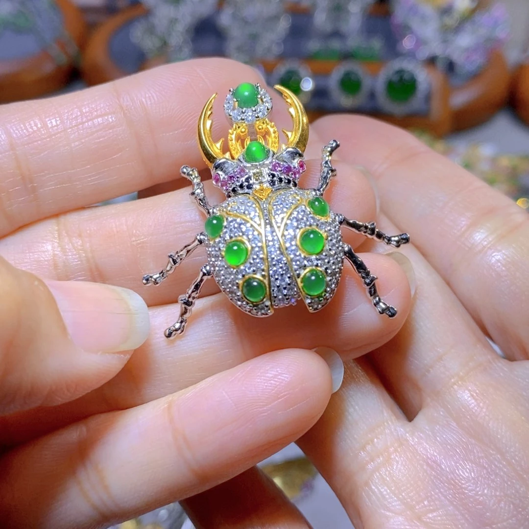 翡翠颈饰银S925镶嵌天然翡翠