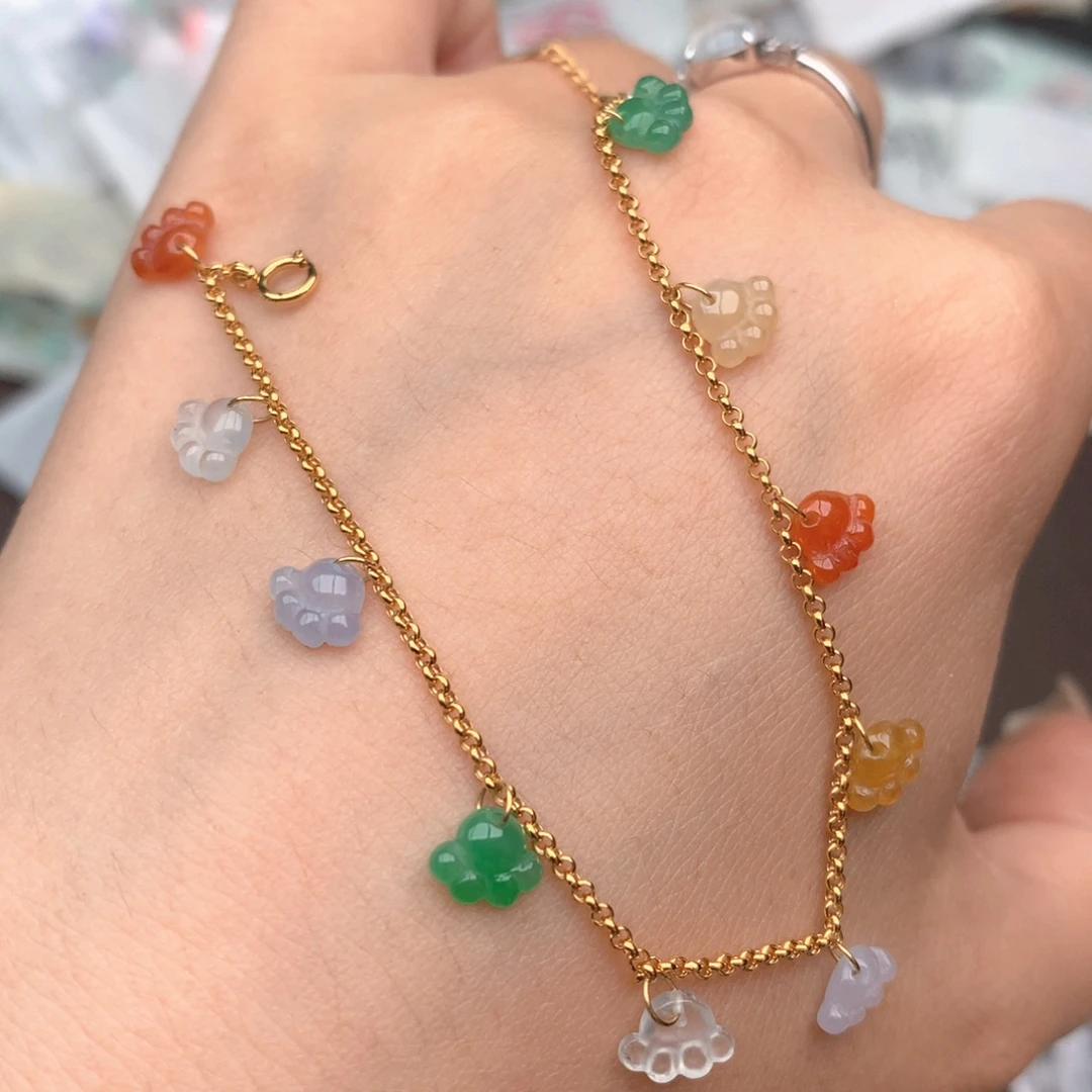 翡翠18K金镶嵌挂件……