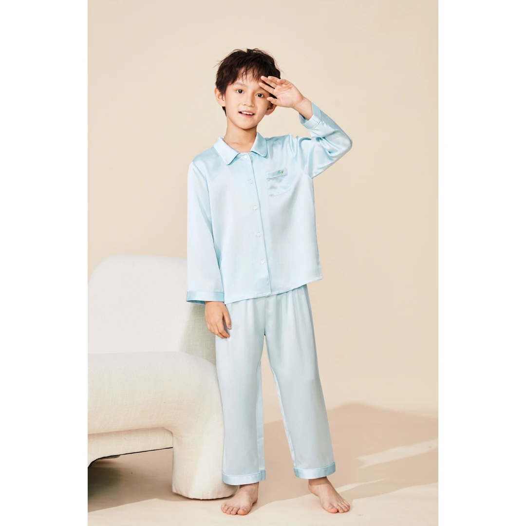 南方丝巢 19姆米真丝儿童长袖套装家居睡衣 SM2334