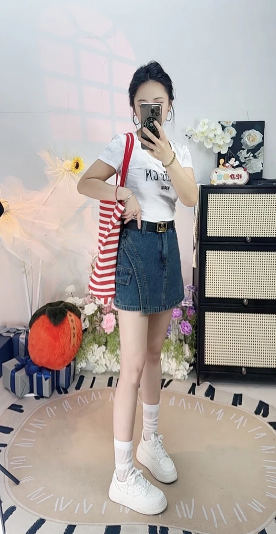 2025牛仔半身裙裤女夏季高腰复古显瘦短裤裙不规则a字短裙裤女