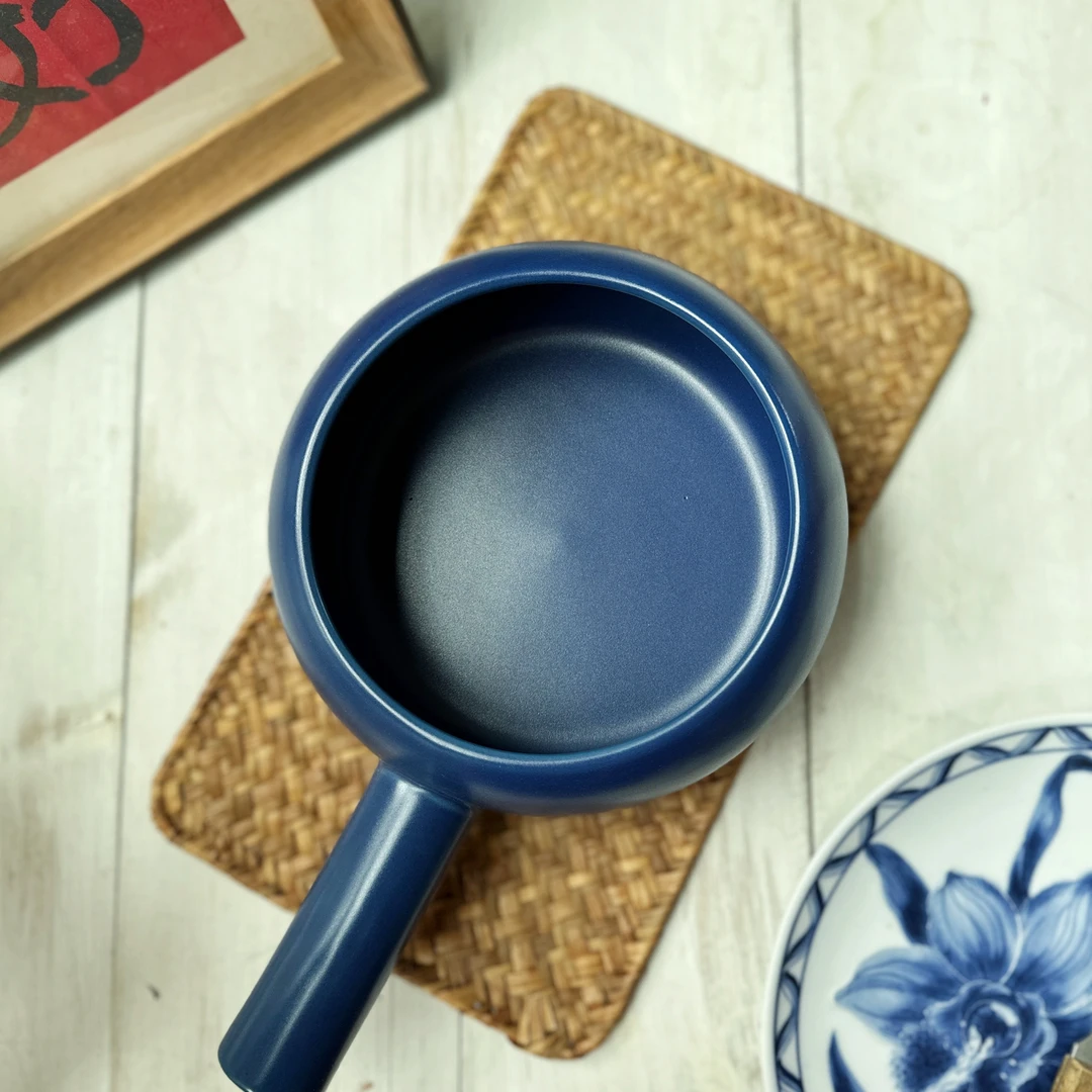 谁用谁爱ZL外贸款陶瓷小砂锅 保时捷蓝  可奶锅可火锅 1.3L