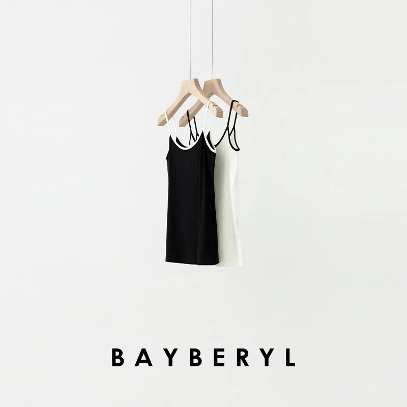 QC-BAYBERYL老贝黑白拼色吊带百搭平口夏时尚舒适夏背心DD3L0224