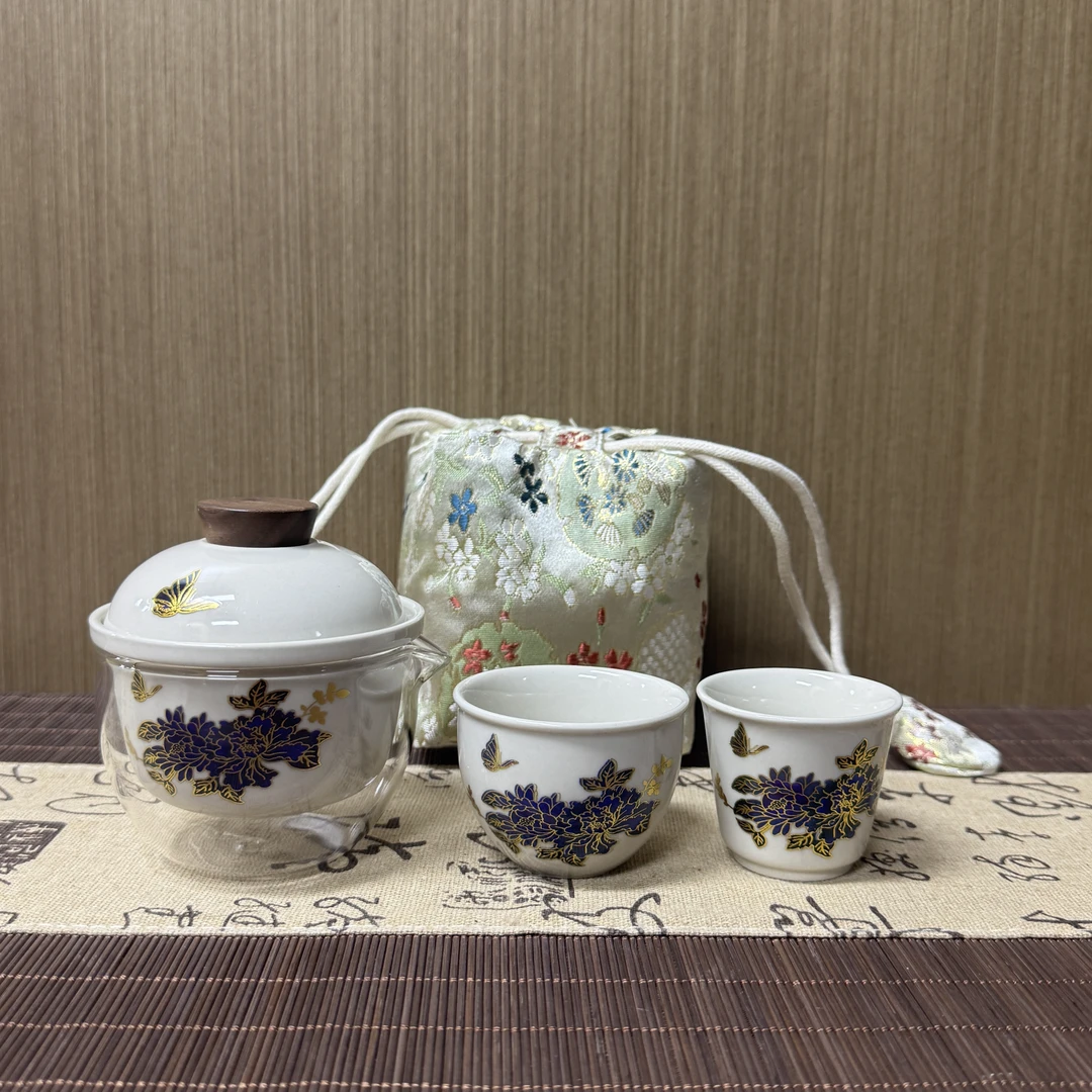 YS386米黄牡丹变色带刺绣包茶具D