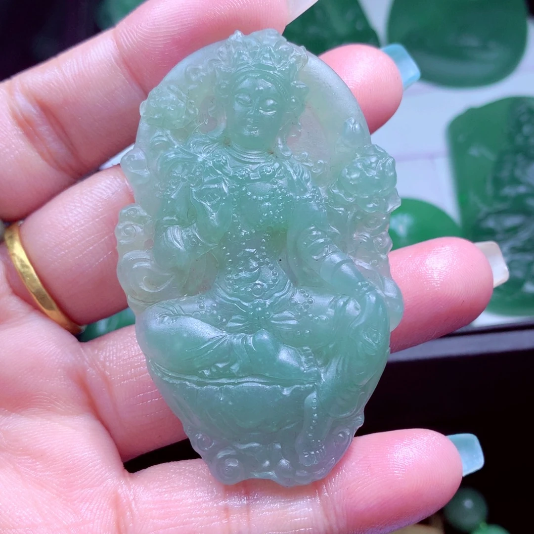 定制翡翠未镶嵌天然缅甸翡翠A货毛货挂件大势至