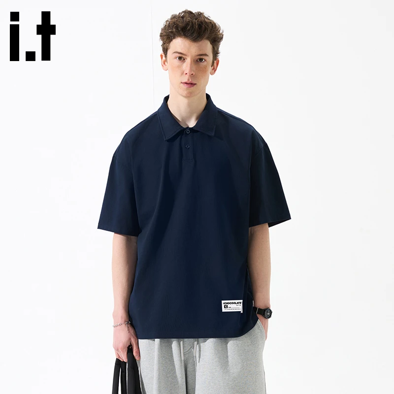 i.t:CHOCOOLATE休闲短袖男士polo衫2025夏季薄款宽松透气翻领t恤