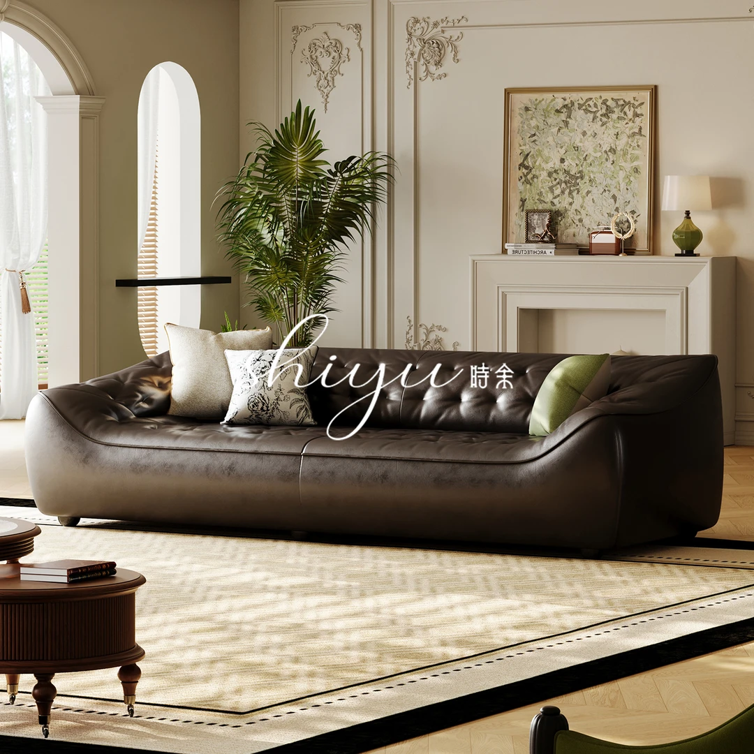 时余艾维美式法式沙发别墅复古老钱风复古客厅家用北欧头层牛皮