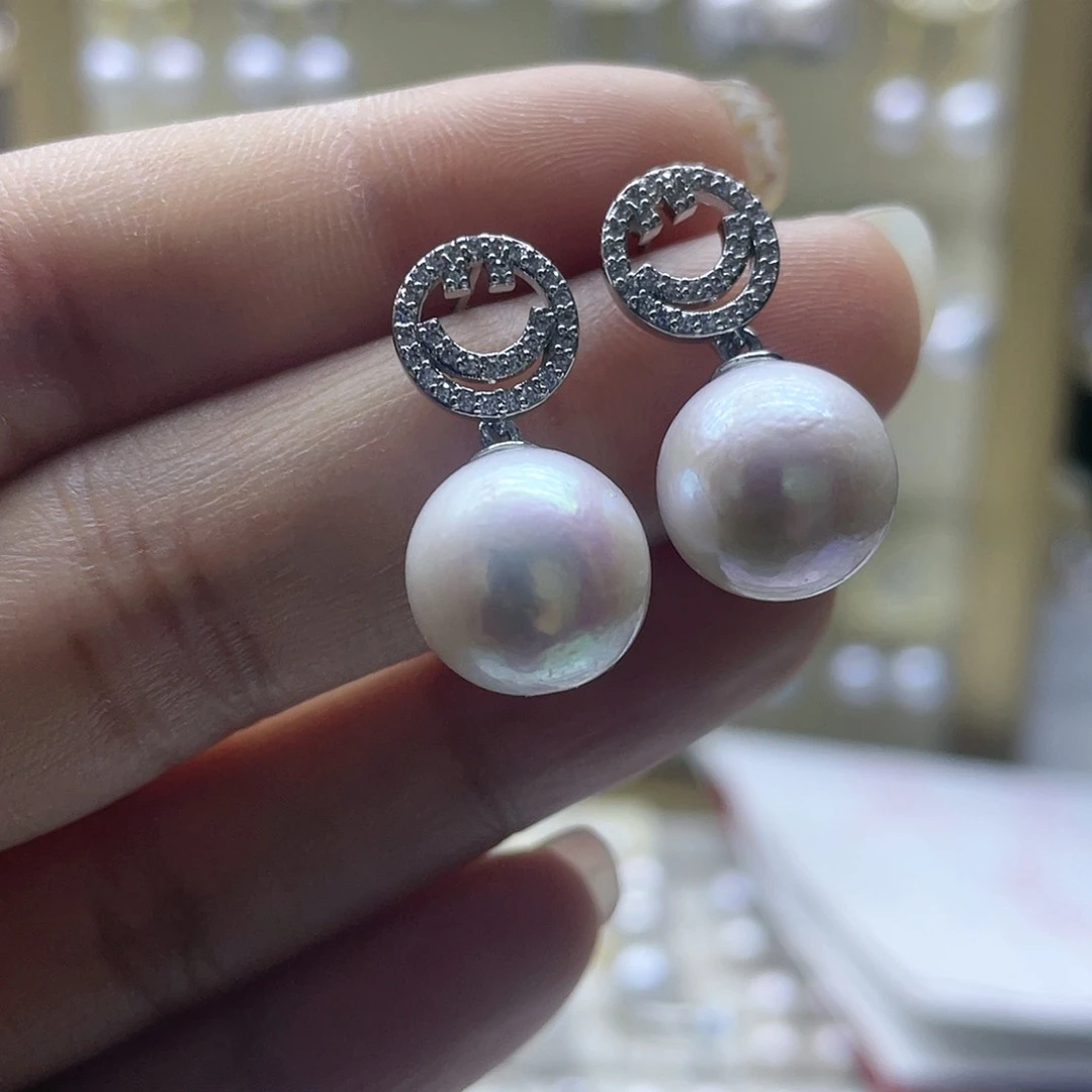 淡水珍珠耳饰银S925镶嵌